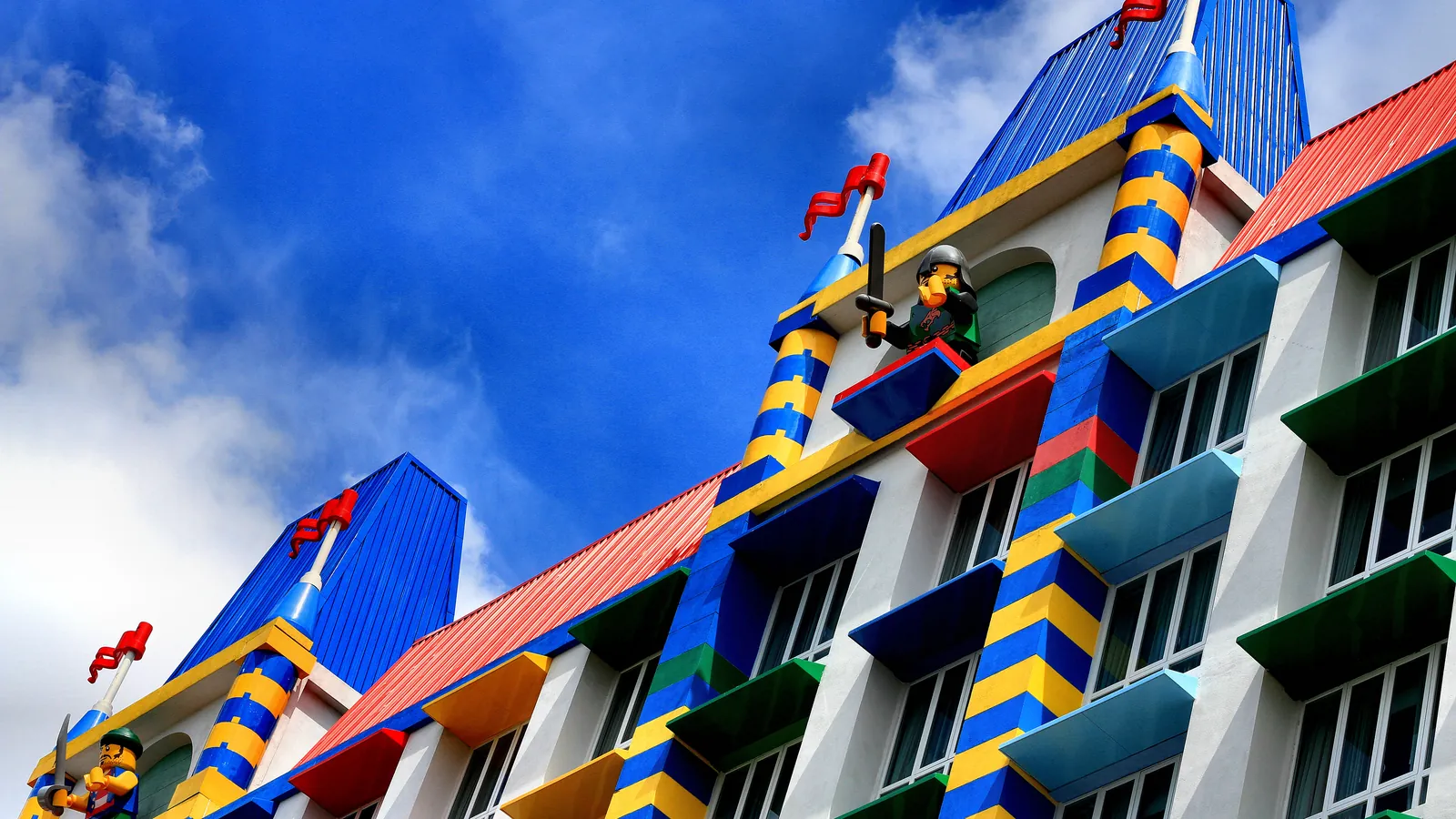 Colourful Lego-brick facade of the Legoland Malaysia Resort hotel in Iskandar Puteri, Johor