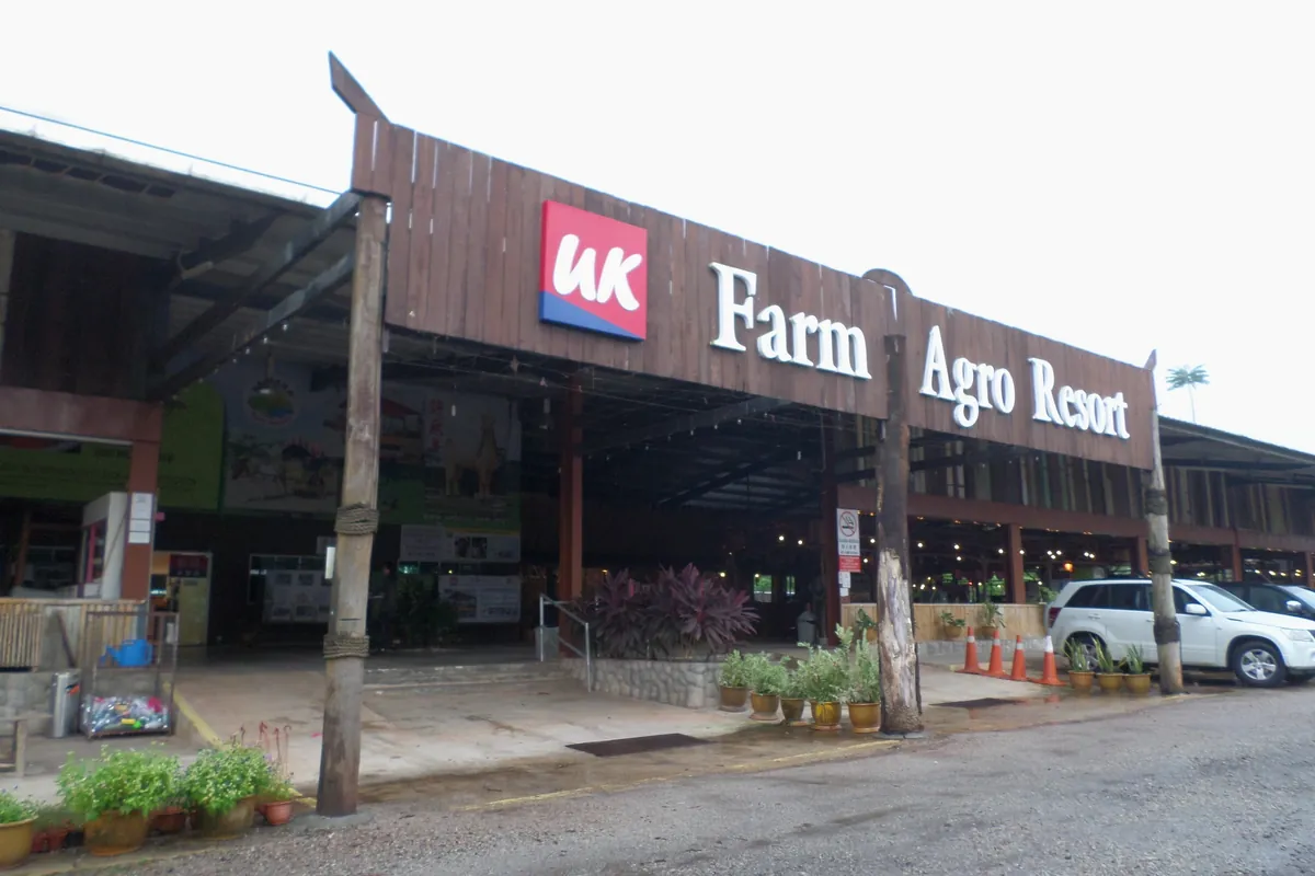 Entrance sign of UK Farm Agro Resort near Kluang, Johor